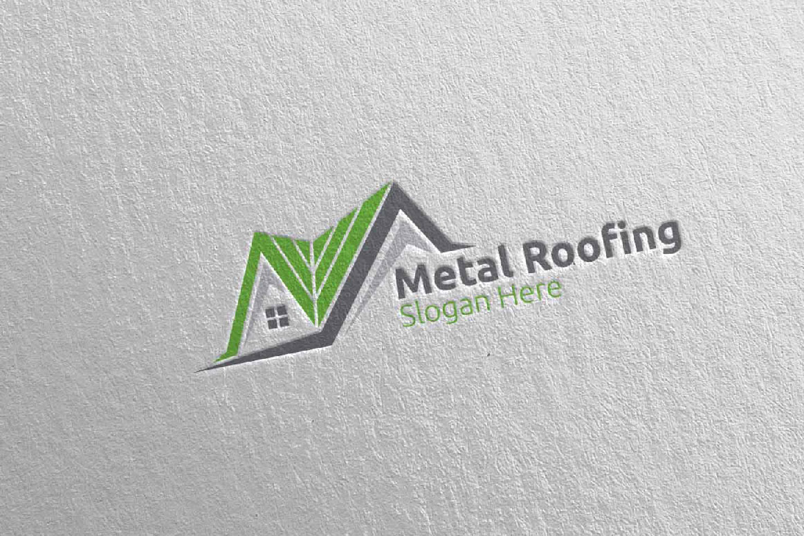 Download Шаблон логотипа "Real Estate Metal Roofing 6 Logo Template" / Real Estate Metal Roofing 6 Logo Template - Шаблон логотипа на тему графика metal,roofing,logo,real estate,aluminium,zinc,galvalume,property,renovation,repair,construction,contractor,fix,handyman,architecture,screw,steel,coated,tile