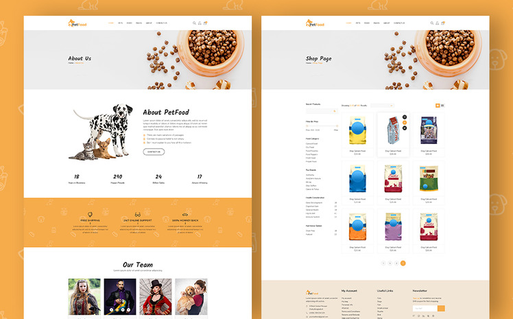 PetFood Pet Sitter Shop Animal Care Shopify Theme #70201