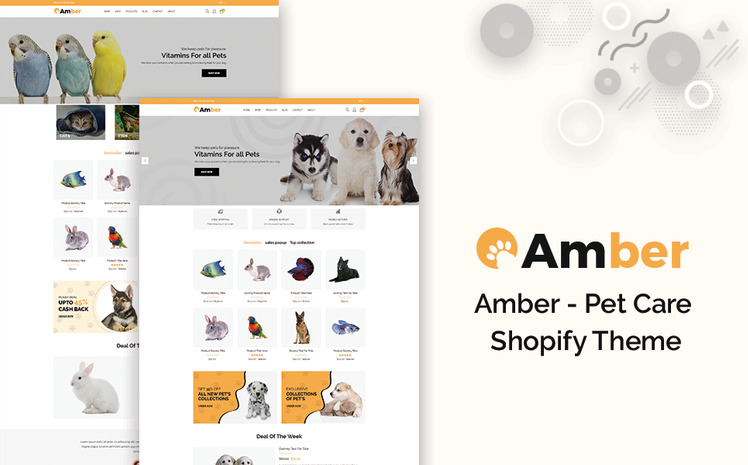 Amber Pet Care Shopify Theme #77390