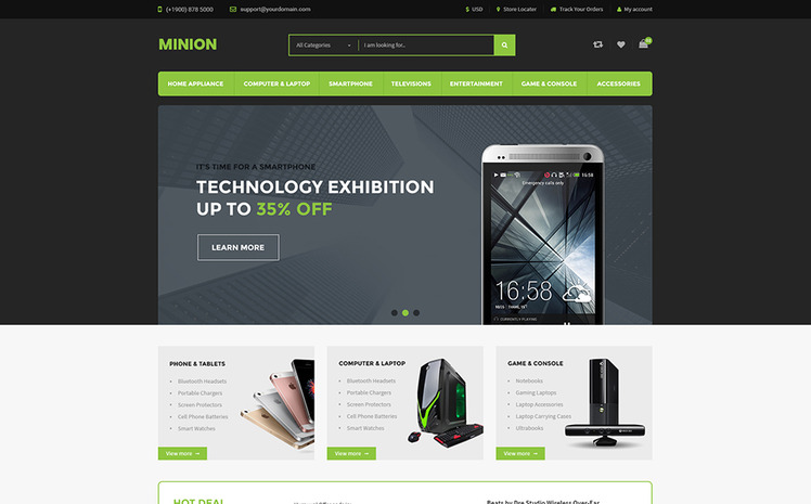 Minion Multi store Responsive Shopify Theme #86971