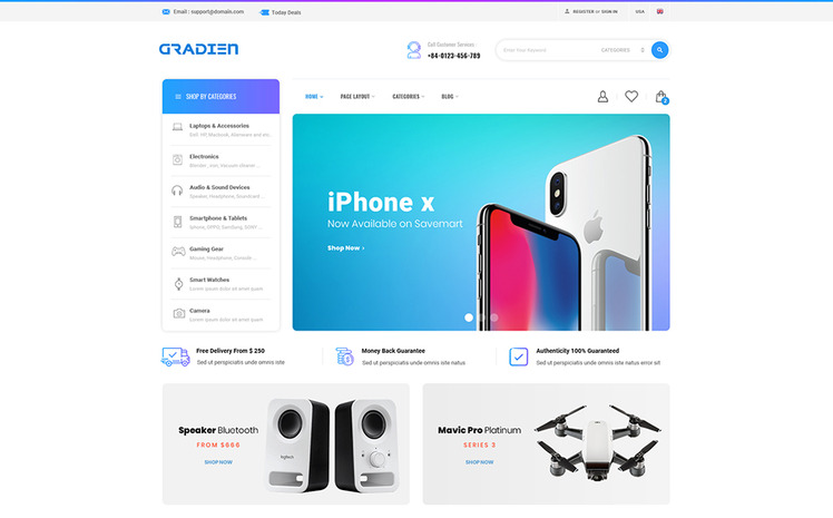 Gradien Electronics Warehouse Shopify Theme #154102