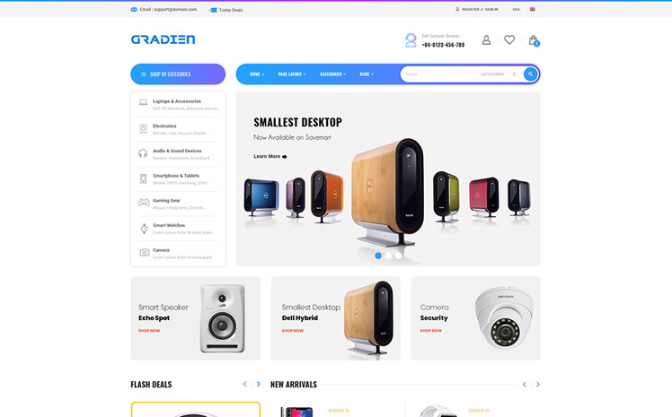 Gradien Electronics Warehouse Shopify Theme #154102