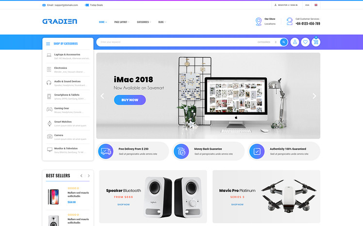 Gradien Electronics Warehouse Shopify Theme #154102