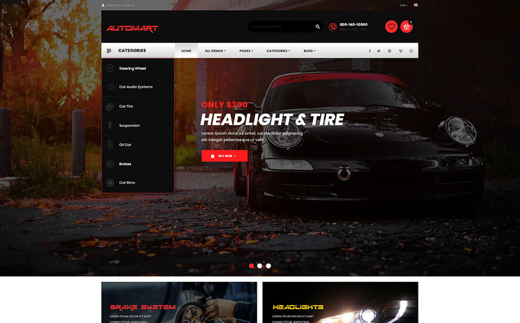 AutoMart Auto Parts Car Accessories Shopify Theme #157404