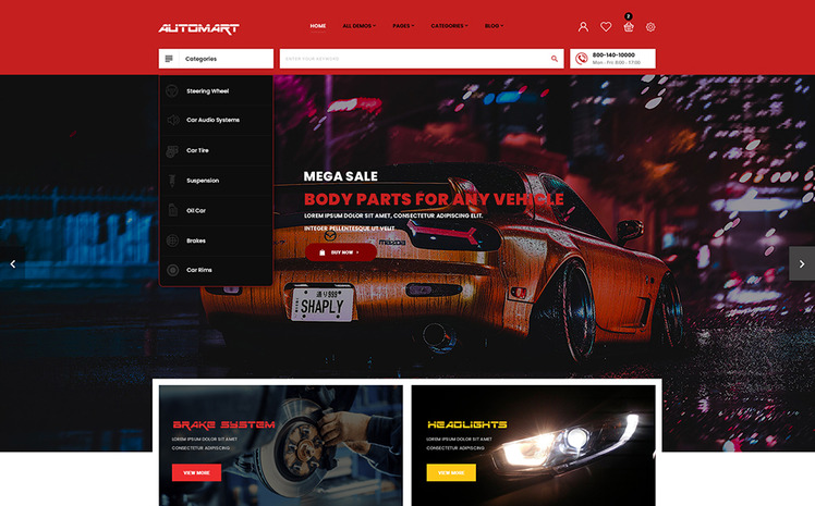 AutoMart Auto Parts Car Accessories Shopify Theme #157404