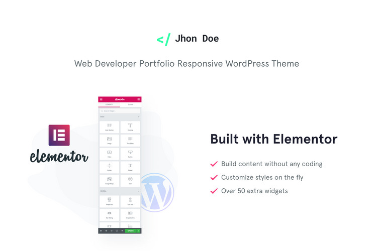 Jhon Doe - Contemporary Web Developer WordPress Theme #92284