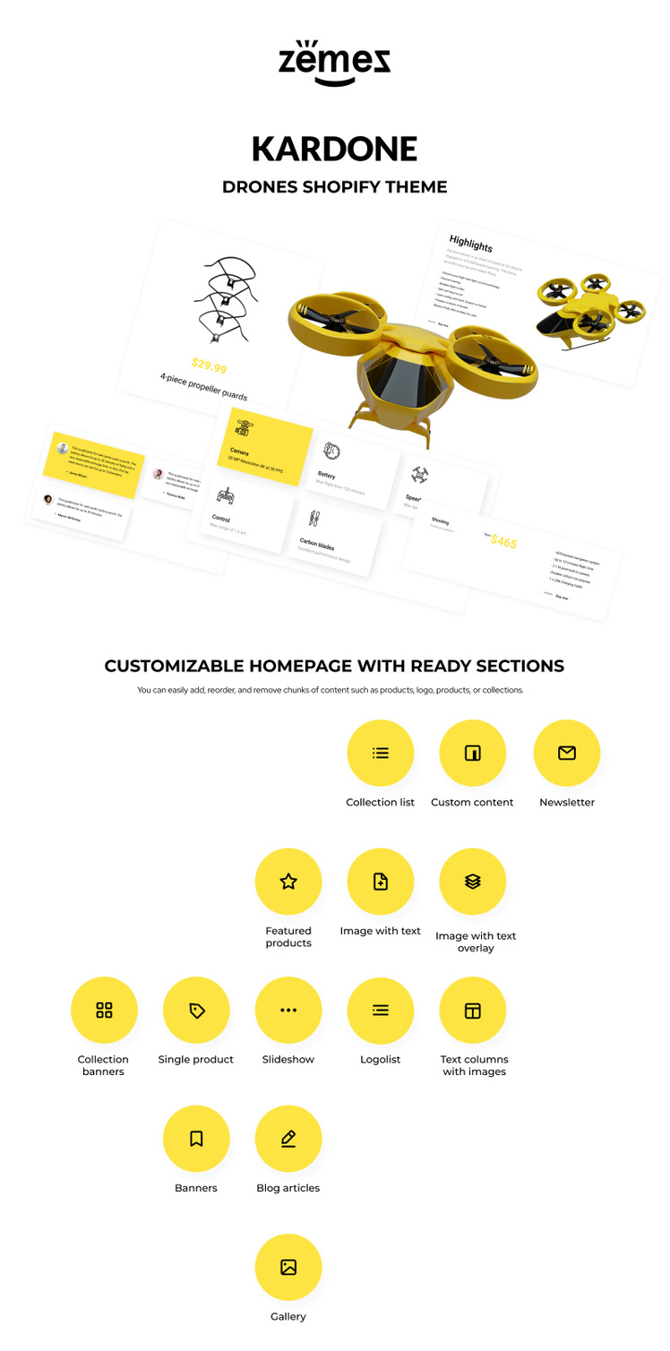 Kardone Single Product Shop Drones Shopify Theme #124521-1