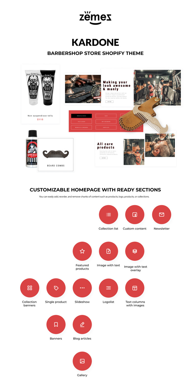 Kardone Barbershop eCommerce Template Shopify Theme #152280-1