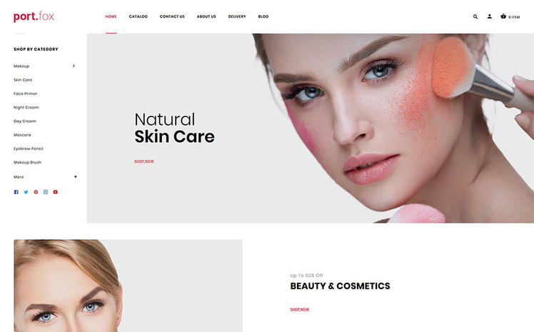 Portfox Cosmetics Store Shopify Theme #98577
