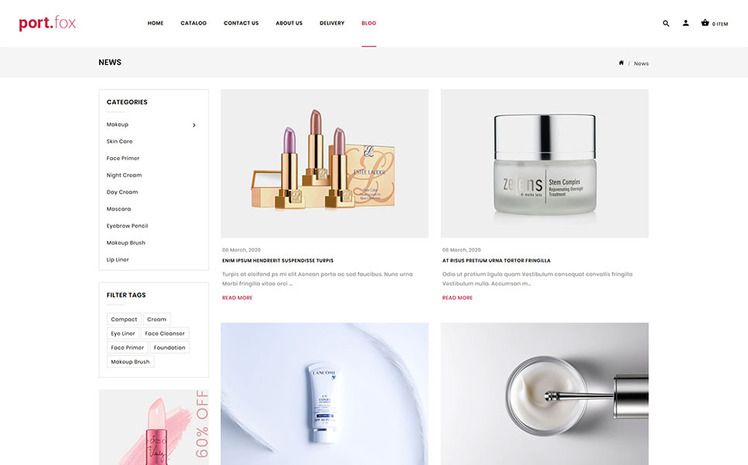 Portfox Cosmetics Store Shopify Theme #98577