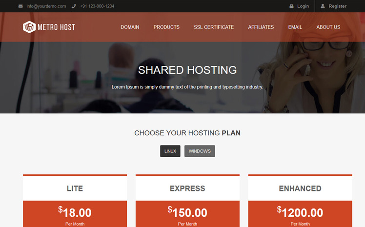 Metro Host Website Template #77036