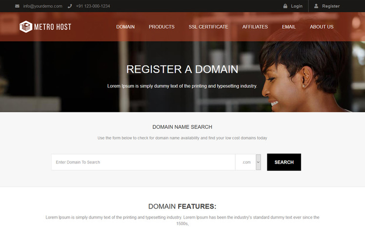 Metro Host Website Template #77036
