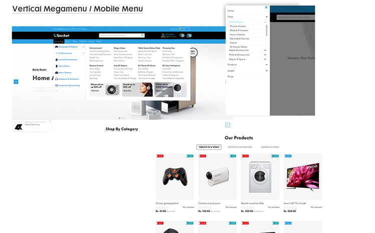 Basket The Electronics Supermarket Premium Shopify Theme #100144
