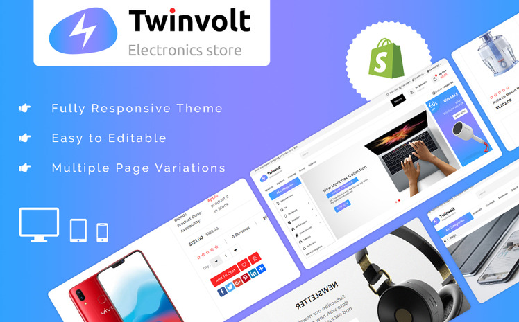 Twinvolt Electronic Shopify Theme #86112