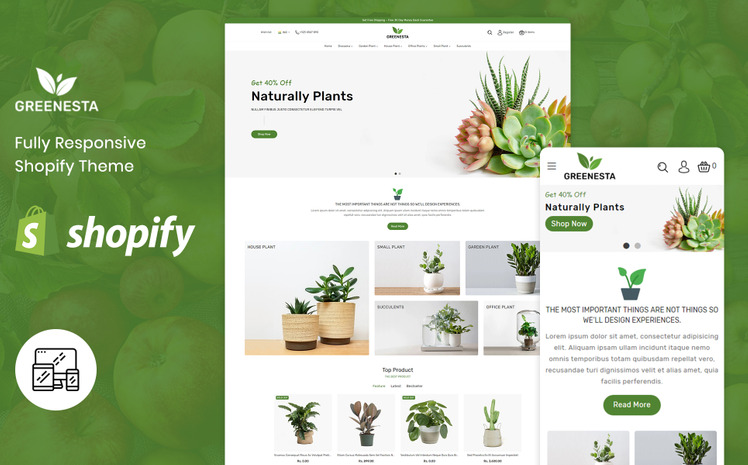Greenesta Organic Gardening Plant Store Shopify Theme #112888