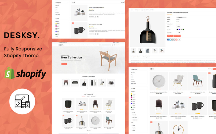 Desksy Modern Furniture Responsive Shopify Theme #150825
