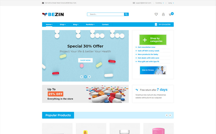 Bezyn Pharmacy Health Shopify Theme #103902