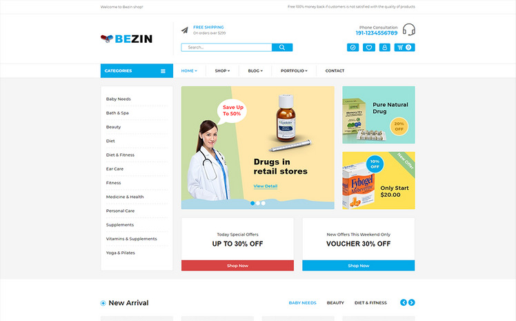 Bezyn Pharmacy Health Shopify Theme #103902