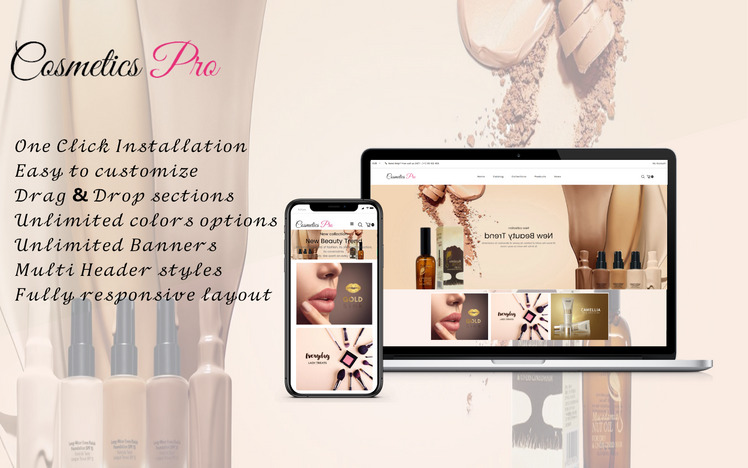 Cosmetic pro Cosmetic e ommerce Clean Shopify Theme #108079