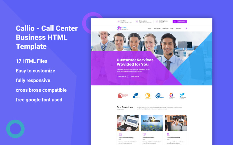 Call Me Website Callio - Call Center Business Website Template #142995
