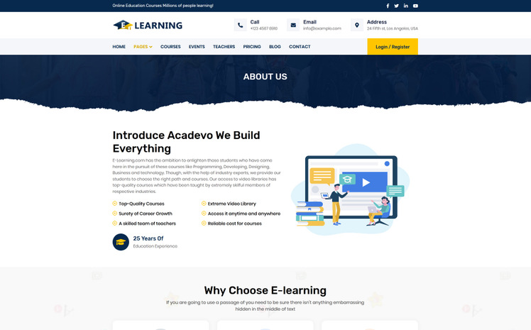 E-learning Online courses Website Template #107581
