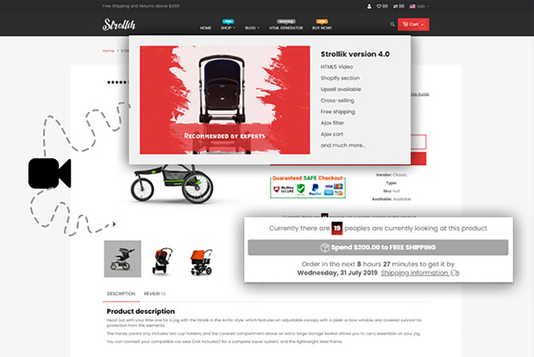 Ap Strollik Flexible Single Product E commerce Shopify Theme #261995