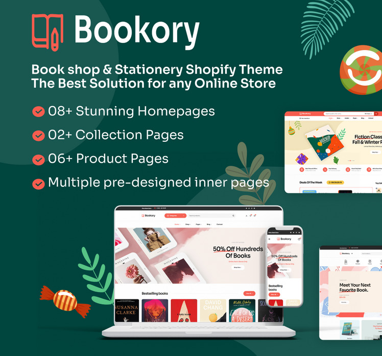 Ap Bookory Book shop Stationery Shopify Theme #377858