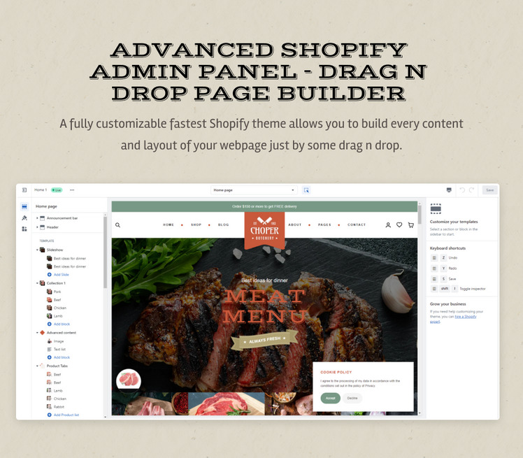 Ap Choper Fresh Meat Supermarket Shopify Theme #343939