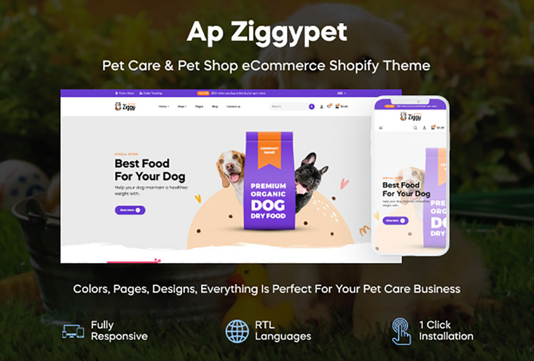 TM Ziggypet Pet Care Pet Shop Shopify Theme #266492