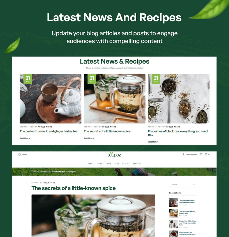 Ap Teapoz Organic Tea Shop Shopify Theme #358973