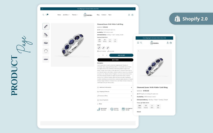 Pandora Jewelry Shopify Theme Minimalist Clean Shopify jewellery Theme Shopify OS #274237-8