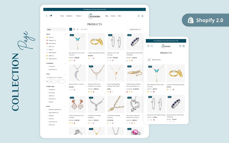 Pandora Jewelry Shopify Theme Minimalist Clean Shopify jewellery Theme Shopify OS #274237-7