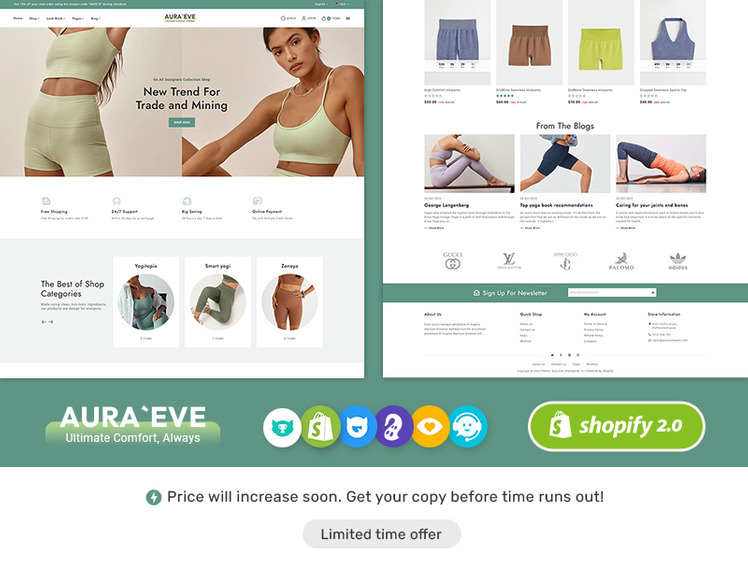AuraEve Minimal Shopify Theme For Yoga Wear Fitness Sports #370257-1