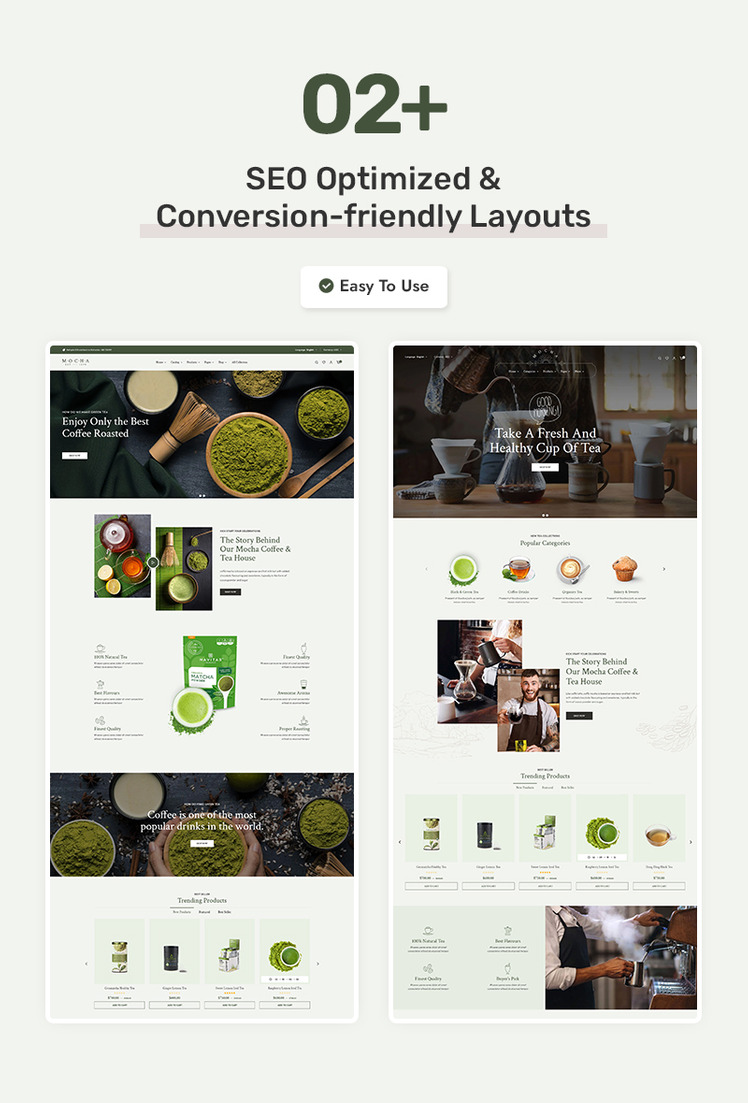 Mocha Organic Green Tea Coffee Store Shopify Theme #337898-2