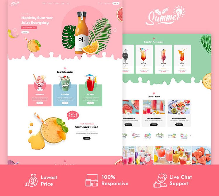 Summer Juices Shakes Clean Shopify Responsive Theme #293458-1