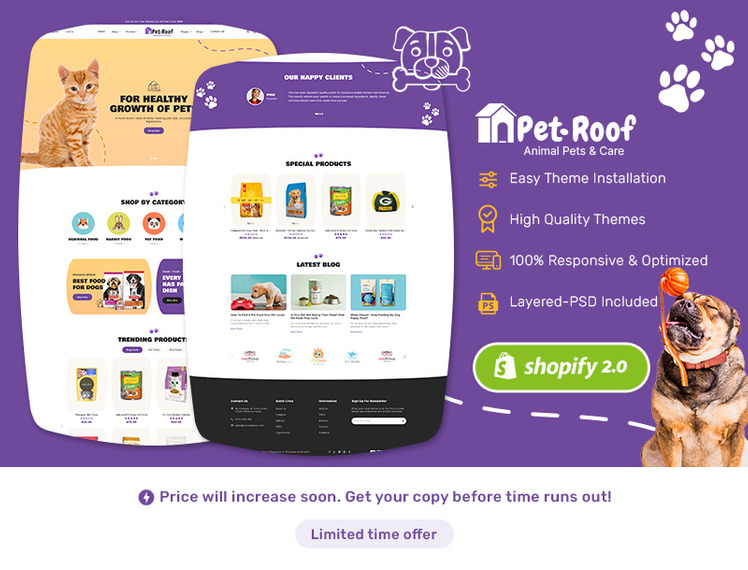 PetRoof Animal Pets Care Shopify Responsive Theme #390611-1