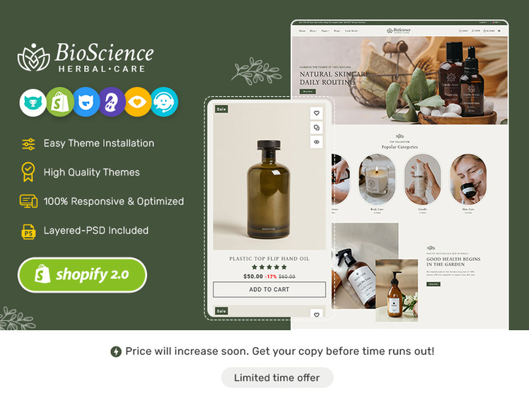 BioScience Crafted Shopify Beauty Herbal Cosmetics Skin Care Science Theme #367728-1