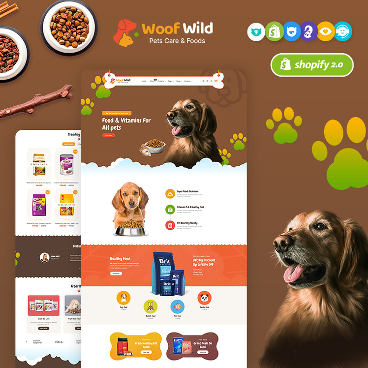 WoofWild Pet Food Accessories Store Shopify OS Multipurpose Responsive Theme #310298-1