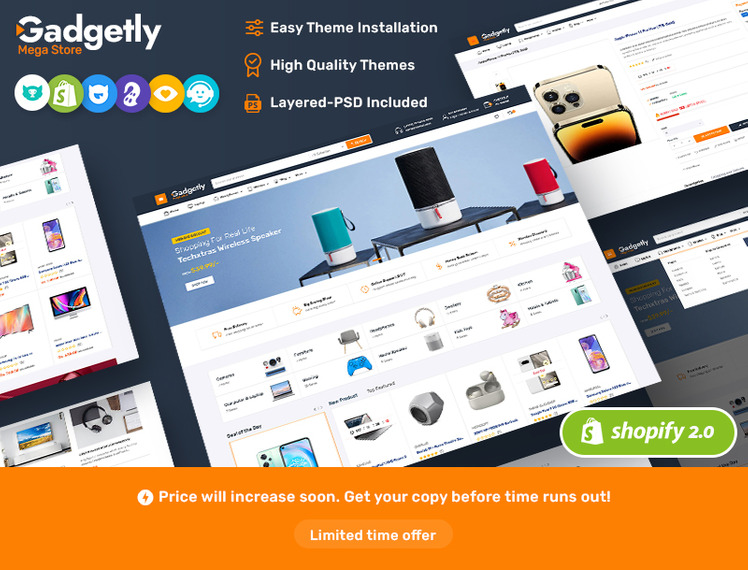 Gadgetly Electronics Gadgets Marketplace Store for Shopify OS Theme #298377-1