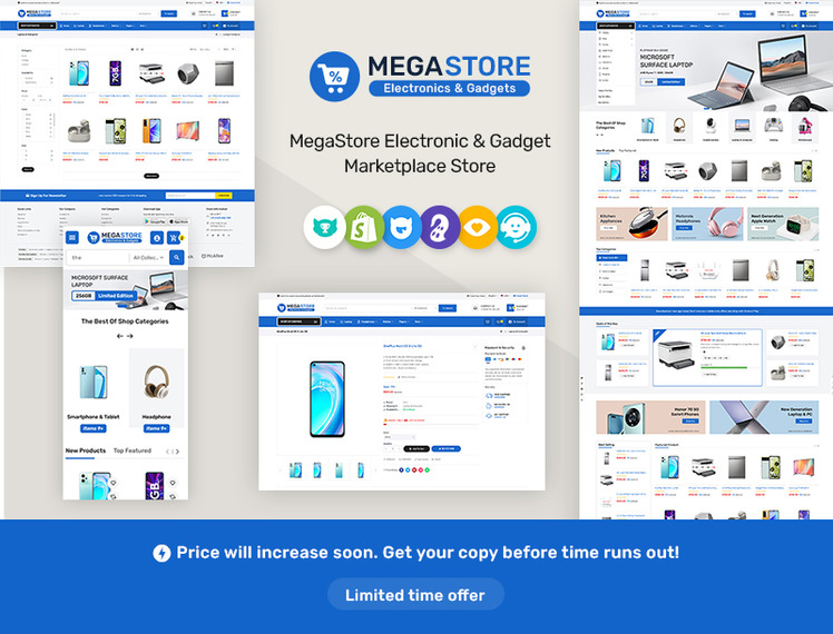 Megastore Electronics Gadgets Marketplace Store for Shopify OS #300461-1