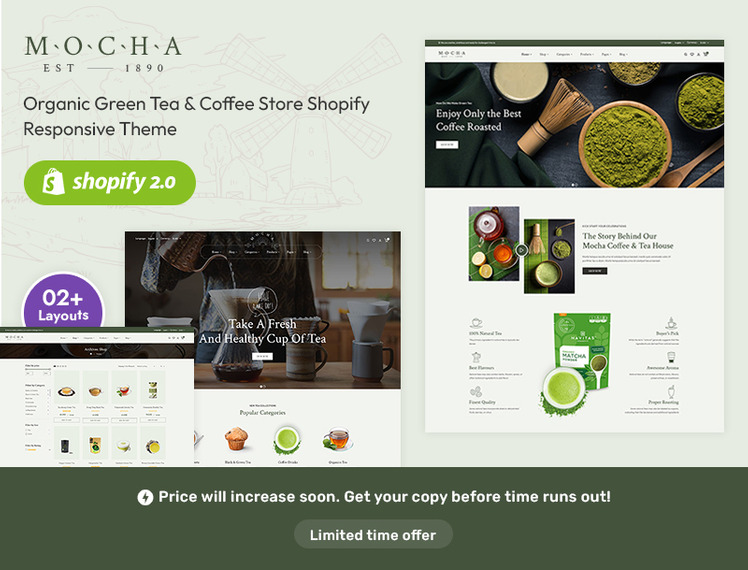 Mocha Organic Green Tea Coffee Store Shopify Theme #337898-1