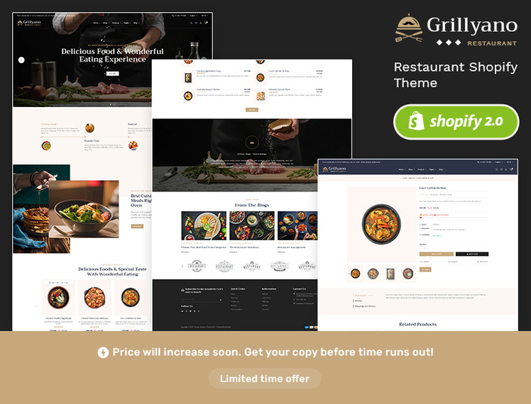 Grillyano Shopify Responsive Theme For Restaurants Fast Food Dishes #346063-1