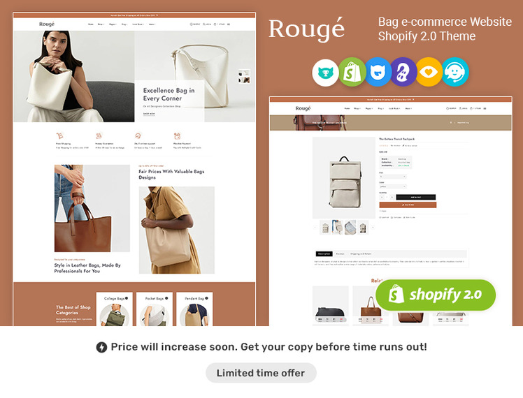 Rouge Shopify Responsive Theme for Luxury Leather Bag Shops #349202-1