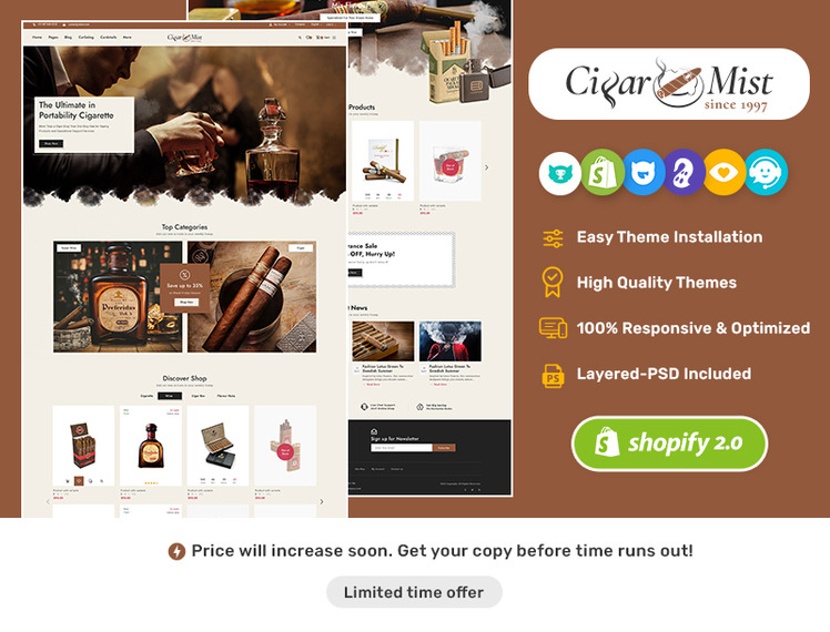 CigarMist Shopify Theme for Cigar Tobacco Stores #429131-1