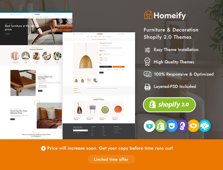 Homeify Shopify Responsive Theme for Home Decor Crafting Art #339540-1