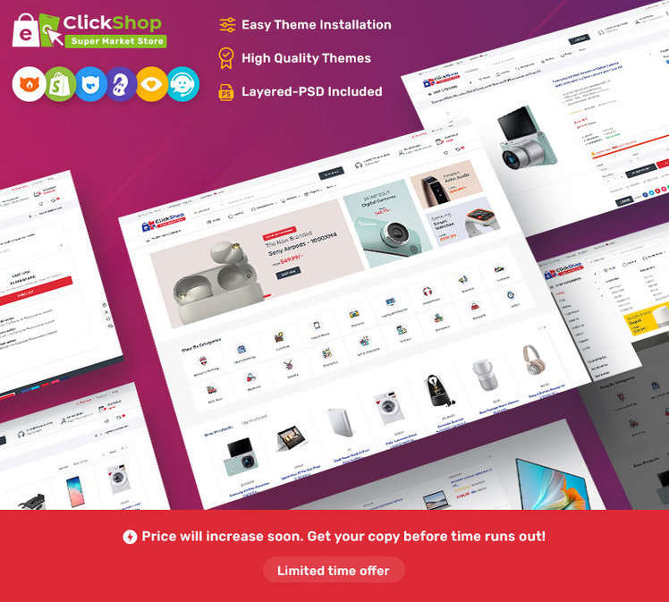 ClickShop Electronic Marketplace Store Shopify OS Responsive Theme #295107-1