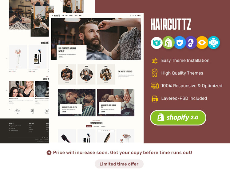 HairCuttz Modern Shopify Theme For Barber Shop Hair Beauty Saloon #382827-1