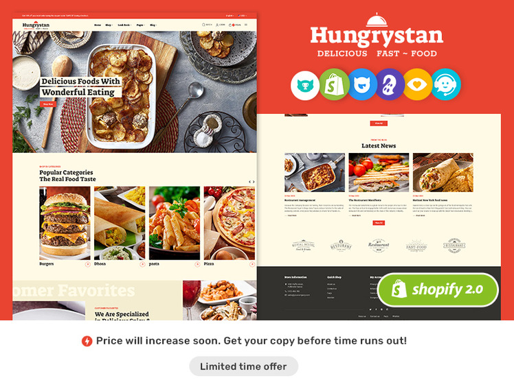 Hungrystan Unique Shopify Theme for Fast Food Cafes Restaurants #377744-1