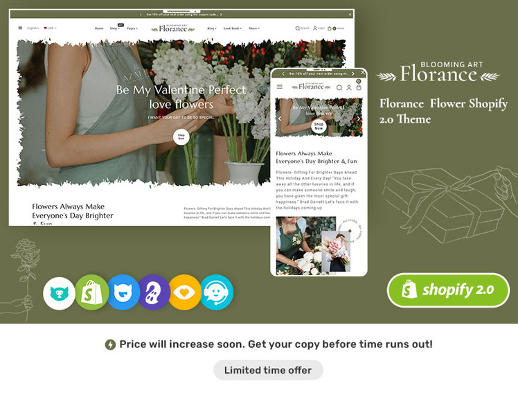 Florance Crafted Shopify Theme For Flowering Blooming Bouquet Flower Art Crafts Stores #375549-1