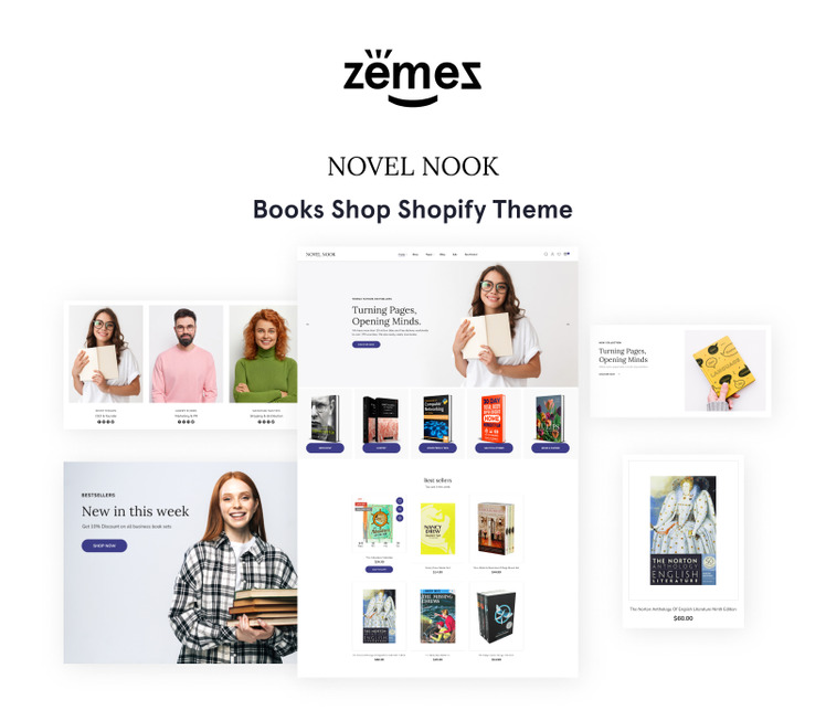 Novel Nook Literature Online Store Shopify Theme #52933-1